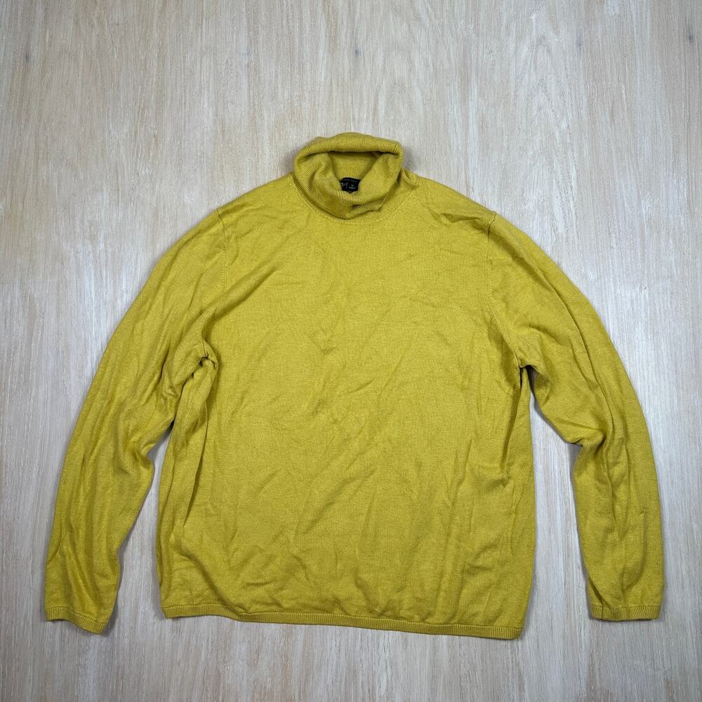 Ann Taylor Mustard Yellow Lightweight Turtleneck Knit Office Pullover Sweater XL